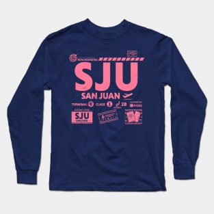 Vintage San Juan Puerto Rico SJU Airport Code Travel Day Retro Travel Tag Long Sleeve T-Shirt